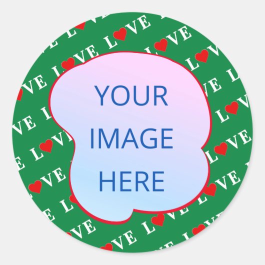 Green LOVE Heart Ronde Sticker (Voorkant)