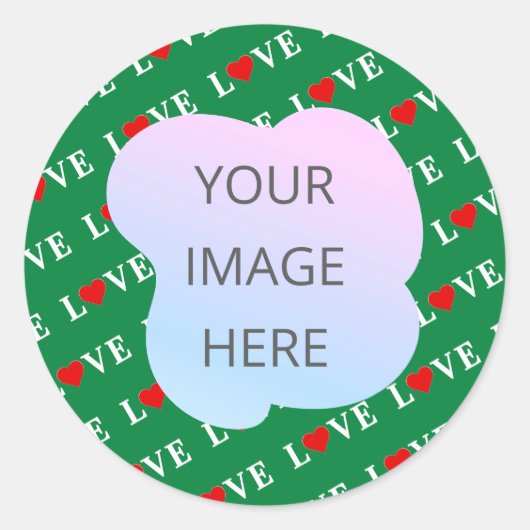 Green LOVE Heart Ronde Sticker (Voorkant)