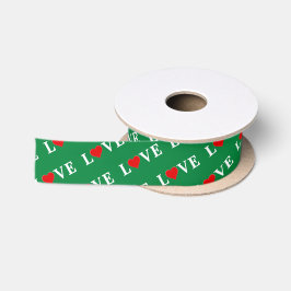 Green LOVE Heart Satijnen Lint