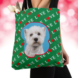 Green LOVE Heart Tote Bag