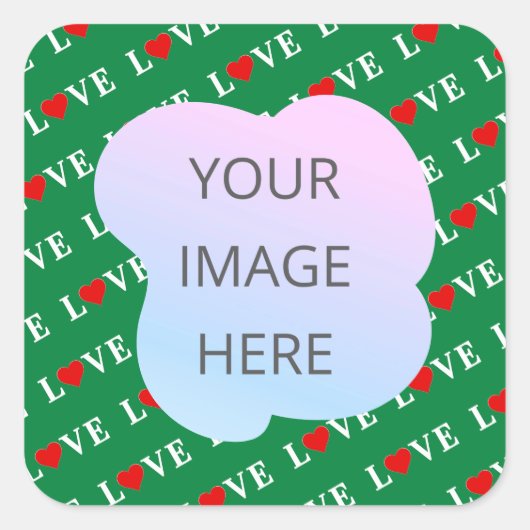Green LOVE Heart Vierkante Sticker (Voorkant)