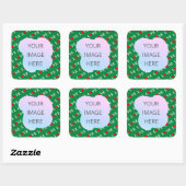 Green LOVE Heart Vierkante Sticker (Vel)