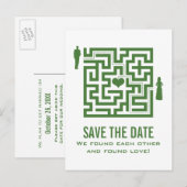 Green Love Maze Save the Date Briefkaart (Voorkant / Achterkant)