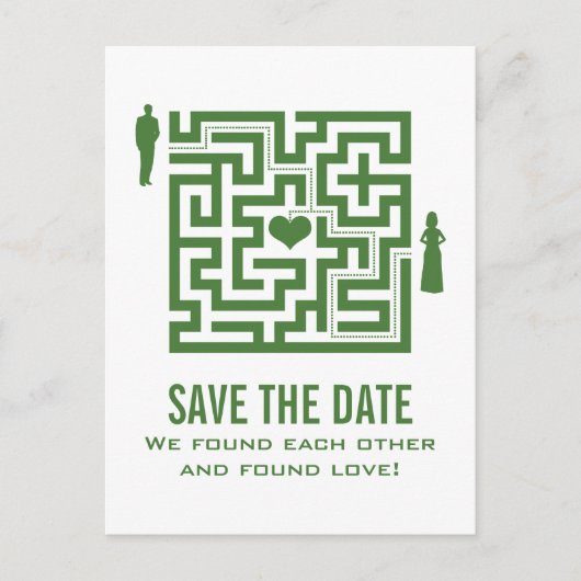 Green Love Maze Save the Date Briefkaart (Voorkant)