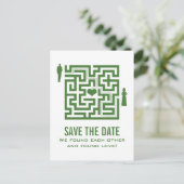 Green Love Maze Save the Date Briefkaart (Staand voorkant)