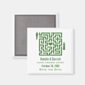 Green Love Maze Save the Date Magnet (Voorkant / Achterkant)
