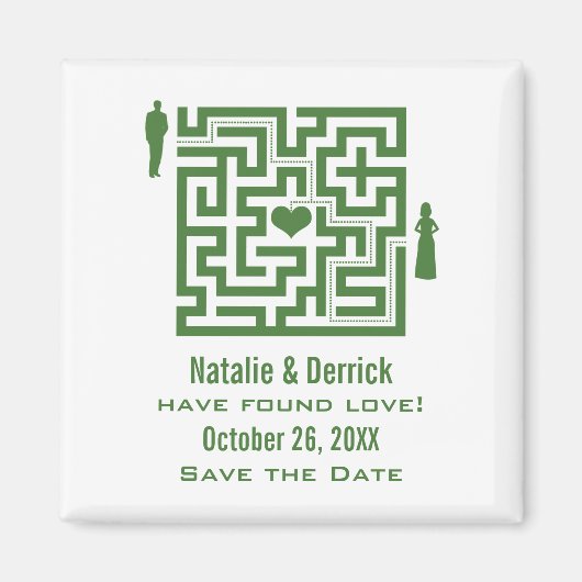 Green Love Maze Save the Date Magnet (Voorkant)