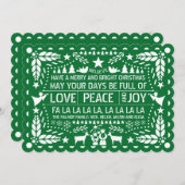 Green Love Peace Joy papel picado Kerstmis Feestdagenkaart (Voorkant / Achterkant)