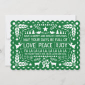Green Love Peace Joy papel picado Kerstmis Feestdagenkaart (Voorkant)