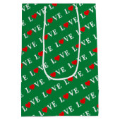 Green LOVE Retro Elegant Medium Cadeauzakje (Achterkant)