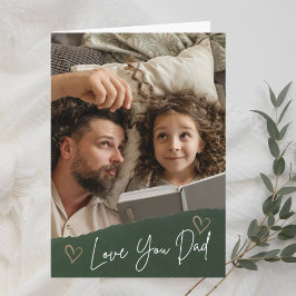 Green Love You Dad Heart Custom Photo Vaderdag Kaart
