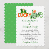 Green Lovebirds en Shamrock bruiloft Kaart (Voorkant / Achterkant)