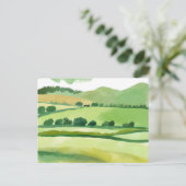 Green Lucious Hillside | Natuur Waterverf Briefkaart (Staand voorkant)