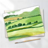 Green Lucious Hillside | Natuur Waterverf Briefkaart