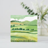 Green Lucious Hillside | Natuur Waterverf Kaart (Staand voorkant)