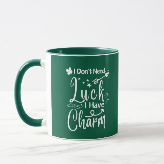 Green Luck Four Leaf Clover St Patrick Day Grappig Mok (Links)