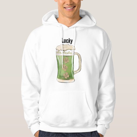 Green lucky beer paty irish hoodie (Voorkant)