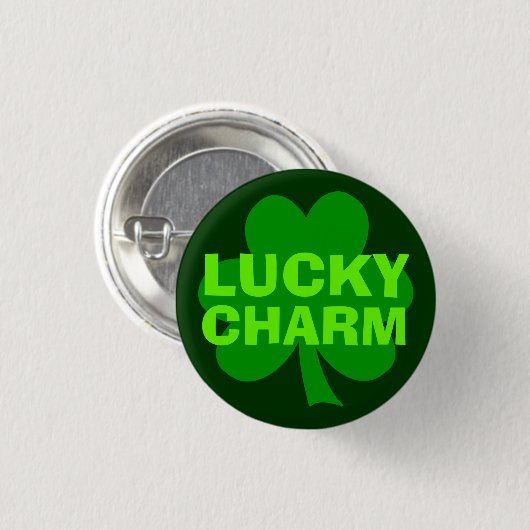 Green Lucky Charm Shamrock Button (Voorkant /achterkant)