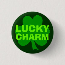 Green Lucky Charm Shamrock Button