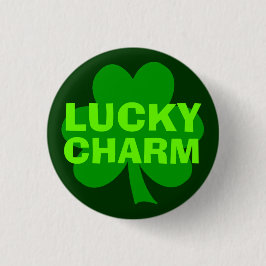 Green Lucky Charm Shamrock Button