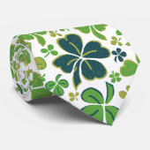 Green Lucky Clover 4 biedt Shamrock Pattern Stropdas (Opgerold)