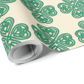 Green Lucky Clover Celtic Shamrock Knot Cadeaupapier (Rol Hoek)