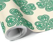 Green Lucky Clover Shamrock Celtic Knot Cadeaupapier (Rol Hoek)