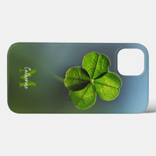 Green Lucky Clover Shamrock Name en Monogram Case-Mate iPhone Case (Achterkant (horizontaal))