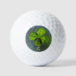 Green Lucky Clover Shamrock Name en Monogram Golfballen