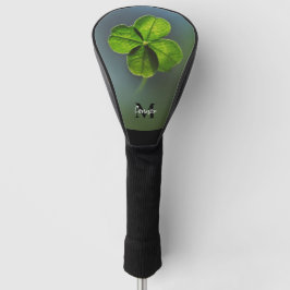 Green Lucky Clover Shamrock Name en Monogram Golfheadcover