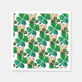 Green Lucky Clover Shamrock Pattern Servet (Voorkant)