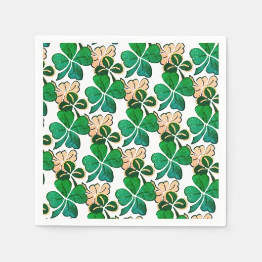 Green Lucky Clover Shamrock Pattern Servet (Voorkant)