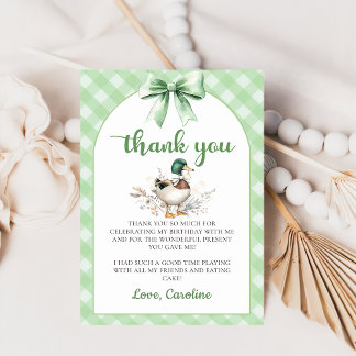 Green Lucky Duck Boy Verjaardag Bedankt Card Kaart