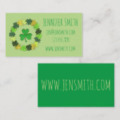 Green Lucky Irish Shamrock Clover Wreath St. Paddy Visitekaartje (Voorkant / Achterkant)