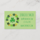 Green Lucky Irish Shamrock Clover Wreath St. Paddy Visitekaartje (Voorkant)