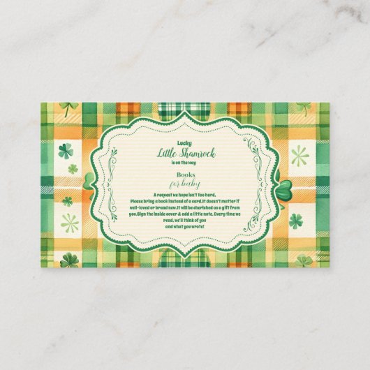Green Lucky Little Shamrock Boeken voor Baby Informatiekaartje (Voorkant)