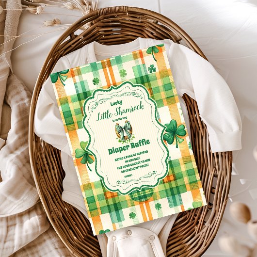 Green Lucky Little Shamrock Diapper Raffle Informatiekaartje