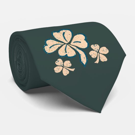 Green Lucky Shamrock Clover St. Patrick's Day Stropdas (Opgerold)