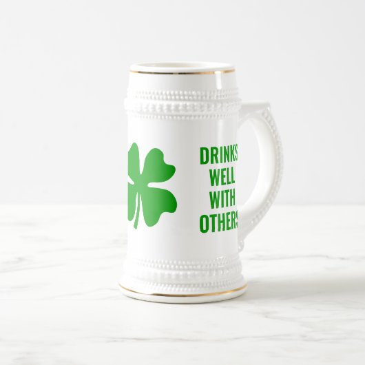 Green lucky shamrock funny St Patrick's Day  Bierpul (Voorkant rechts)