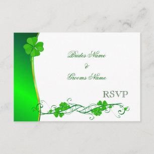 Green Lucky Shamrock Pattern RSVP-kaarten RSVP Kaartje