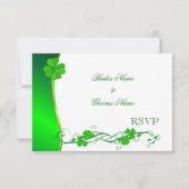 Green Lucky Shamrock Pattern RSVP-kaarten RSVP Kaartje (Voorkant)