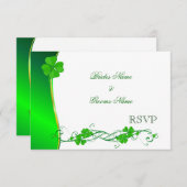 Green Lucky Shamrock Pattern RSVP-kaarten RSVP Kaartje (Voorkant / Achterkant)