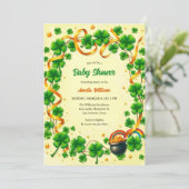 Green Lucky Shamrock St Patricks Day Baby shower Kaart (Staand voorkant)