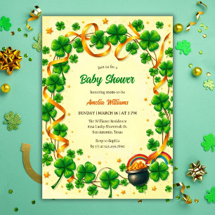 Green Lucky Shamrock St Patricks Day Baby shower Kaart