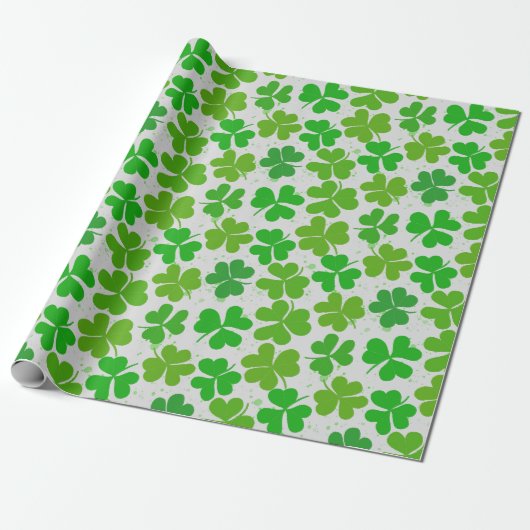 Green Lucky Shamrock St Patrick's Day Cadeaupapier (Uitgerold)