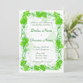 Green Lucky Shamrock Wedding Invitation Kaart (Staand voorkant)