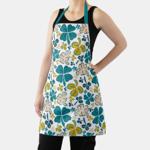 Green Lucky Shamrocks Clover St. Patrick's Day Apr Schort