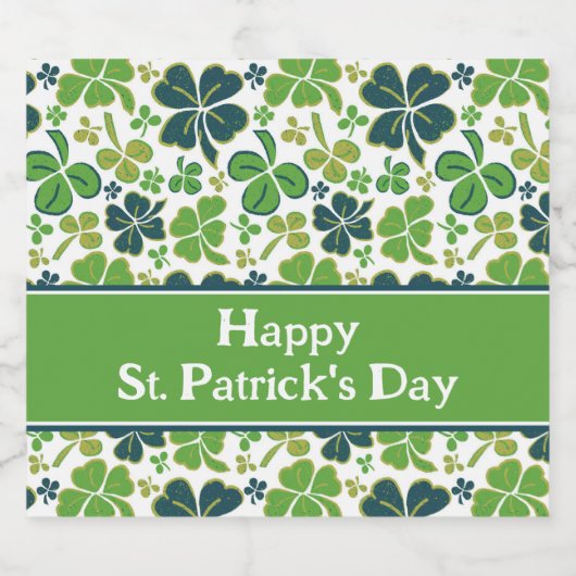 Green Lucky Shamrocks Clover St. Patrick's Day Bier Etiket (Enkel label)