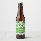 Green Lucky Shamrocks Clover St. Patrick's Day Bier Etiket (Voorkant)