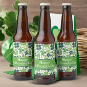 Green Lucky Shamrocks Clover St. Patrick's Day Bier Etiket
